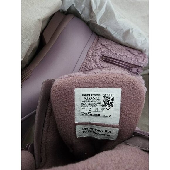 Sperry Womens Saltwater Duck Boots Purple Sherpa Ankle Flat Heel Cuban Zip 7 New - Picture 8 of 8